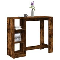 Bartafel met schap 124x46x103,5 cm bewerkt hout gerookt eiken - thumbnail