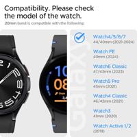 Spigen Moderne pasvorm, compatibel met Galaxy Watch 4-band 44 mm/40 mm, Galaxy Watch 4 klassieke band 46 mm/42 mm, Galaxy Watch 3-band 41 mm, Galaxy Watch Active 1&2-band - zwart - thumbnail