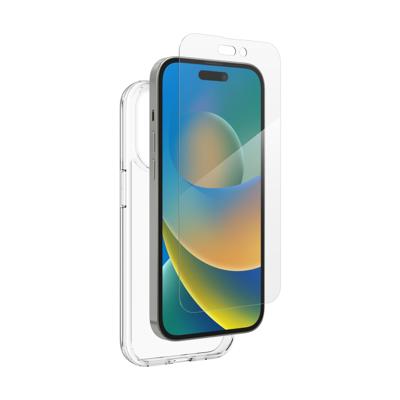 ZAGG iFrogz Defensie beschermhoes compatibel met iPhone 14 Pro, bonusschermbeschermer, duurzaam, klikbestendig, antislip, slank, gerecycled, helder