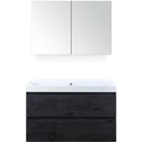 Maxx XL Badmeubelset 100 cm - Black Oak - Wastafel Just Zonder Kraangat met Spiegelkast - thumbnail