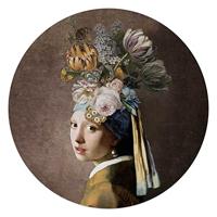 Reinders - Pearl Girl Flowers - Glasschilderij Ø 50cm - thumbnail