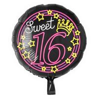 Neon folie ballon sweet 16 jaar - thumbnail