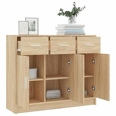 Dressoir 91x28x75 cm bewerkt hout sonoma eikenkleurig