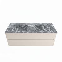 MONDIAZ VICA-DLUX 130cm badmeubel onderkast Linen 2 lades. Inbouw wastafel CLOUD dubbel 2 kraangaten, kleur Lava. - thumbnail