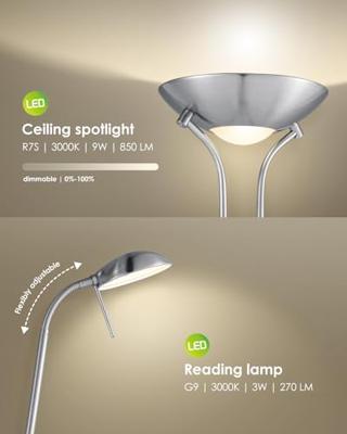Klassieke vloerlamp 50/50/180cm - dimbare staande lamp met flexibele leeslamp - Geborsteld staal - LED geintegreerd - geschikt voor woonkamer, slaapkamer en thuiskantoor Klassieke vloerlamp 50/50/180cm - dimbare staande lamp met flexibele leeslamp - Geborsteld staal - LED geintegreerd - geschikt voor woonkamer, slaapkamer en thuiskantoor