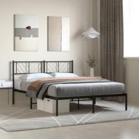 Bedframe met hoofdbord metaal zwart 120x200 cm - thumbnail