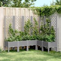 Plantenbak met latwerk 160x120x142 cm polypropeen lichtgrijs - thumbnail