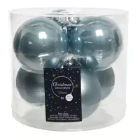 Decoris kerstballen glas 6st blauw 8cm - thumbnail