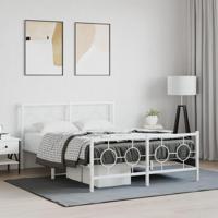 Bedframe met hoofd- en voeteneinde metaal wit 140x200 cm - thumbnail
