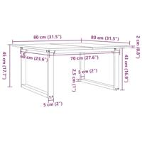 Salontafel O-frame 80x80x45 cm massief grenenhout en staal - thumbnail