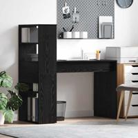 Bureau met plank Zwart eiken 113 x 54 x 120 cm Bewerkt hout - thumbnail