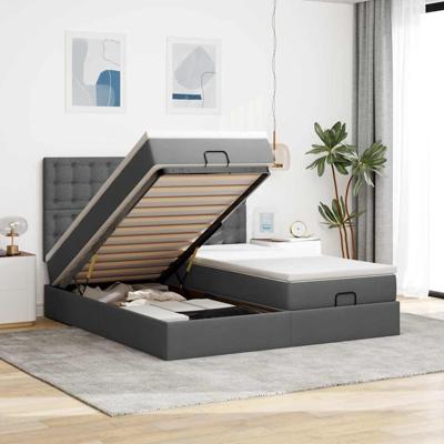 Ottoman bed met matrassen 160x200cm stof donkergrijs