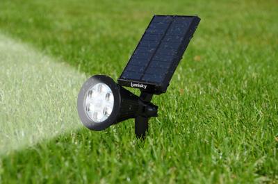LUMISKY Set van 2 waterdichte buitenlampen voor zonne-energie - 4 witte LED's - 200 Lm - Zwenkkop op 90 ° C