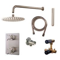 Wiesbaden Inbouw Regendouche Set 06 Cross Muuruitloop RVS - thumbnail