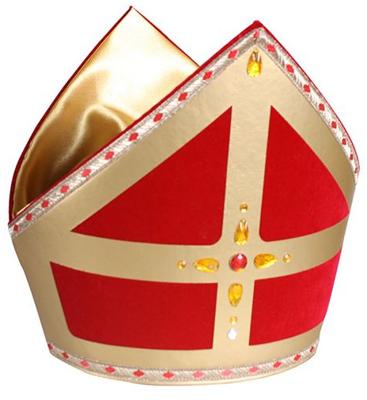 Mijter TV-Sint luxe Stefan katoen fluweel rood