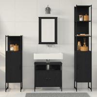 4-delige badkamermeubelset in zwart eikenfineer - thumbnail