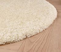 Tapeso Rond hoogpolig vloerkleed shaggy Grand effen - crème - 80 cm - thumbnail