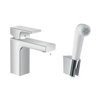 Hansgrohe Wastafelmengkraan Vernis Shape Eengreeps 100 Zinc Met Handdouche en Doucheslang 160 cm Chroom - thumbnail