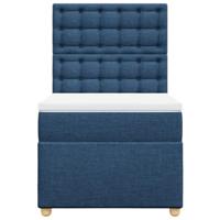 Boxspring met matras stof blauw 90x190 cm - thumbnail