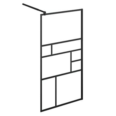 Inloopdouchewand 90x195 cm ESG-glas transparant en zwart - thumbnail