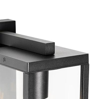 QAZQA Buiten wandlantaarn zwart IP44 met schemersensor - Charlois