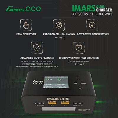 GensAce IMARS Duo AC/DC 200W/600W lader - zwart GensAce IMARS Duo AC/DC 200W/600W lader - zwart