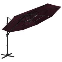 Parasol 4-laags met aluminium paal 3x3 m bordeauxrood - thumbnail