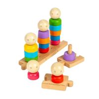 Bigjigs houten regenboogfamilie stapelspeelgoed, 25dlg. - thumbnail