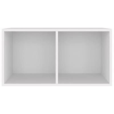 Opbergbox voor LP's 71x34x36 cm bewerkt hout wit