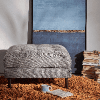 Voetenbank Debra grijs 80 x 80 cm - thumbnail