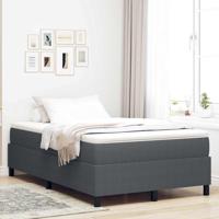 Boxspringbed Donkergrijs en Wit 120 x 190 cm Katoen Stof - thumbnail