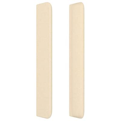 Hoofdbord met randen 103x16x118/128 cm stof crèmekleurig