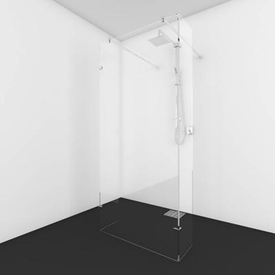 Vrijstaande Douchewand Van Rijn Helder Glas Met Haakse Wanden Incl 2 stabilisatiestangen 200x150x50x50 cm van Rijn