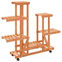 VidaXL Plantenstandaard met wielen 95x25x101 cm massief vurenhout - thumbnail