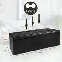 Monzana Zitbank - 114cm - met - opslagruimte - in - Zwart - thumbnail