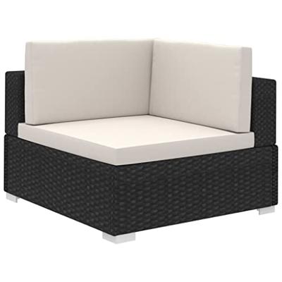 8-delige Loungeset met kussens poly rattan zwart