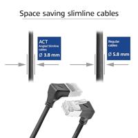 ACT Zwarte 5 meter U/FTP CAT6A LSZH Slimline patchkabel met RJ45 connectoren 90° haaks beneden naar - thumbnail