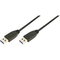 LogiLink CU0040 USB-kabel USB 3.2 Gen1 USB-A stekker, USB-A stekker 3.00 m Zwart Afgeschermd (dubbel) - thumbnail