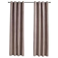 VidaXL Gordijn verduisterend met metalen ringen 2 st 140x175 cm taupe - thumbnail