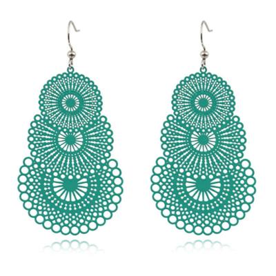 Ronde dames oorbellen hangers met 3 cirkels kleur groen