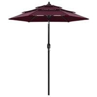 VidaXL Parasol 3-laags met aluminium paal 2 m bordeauxrood - thumbnail