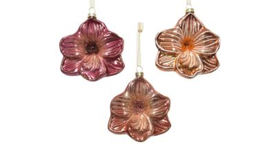 Kerstbal bloem glas l10b4.5h10cm ass3