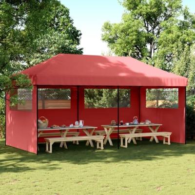 Partytent inklapbaar pop-up met 3 zijwanden bordeauxrood Partytent inklapbaar pop-up met 3 zijwanden bordeauxrood