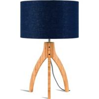 Good&Mojo Tafellamp 'Annapurna' Bamboe en Eco linnen, kleur Denimblauw - thumbnail