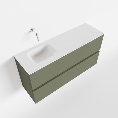 MONDIAZ ADA 100cm toiletmeubel army. LEX wastafel talc links zonder kraangat