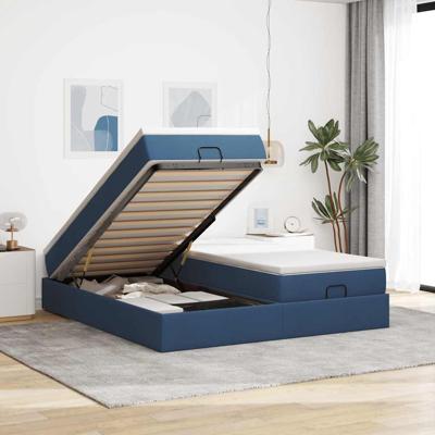 Ottoman bed met matrassen 180x200cm stof blauw