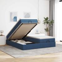 Ottoman bed met matrassen 180x200cm stof blauw - thumbnail