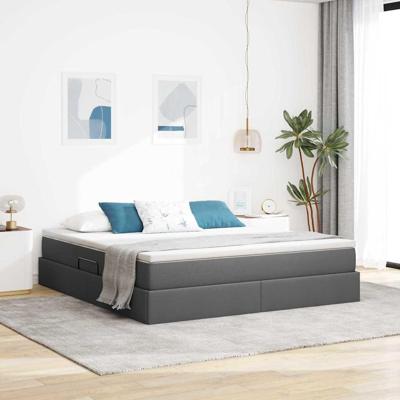 Opbergbed met matras Donkergrijs 180 x 200 cm Polyester