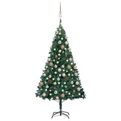 VidaXL Kunstkerstboom met verlichting en kerstballen 120 cm pvc groen