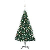 VidaXL Kunstkerstboom met verlichting en kerstballen 120 cm pvc groen - thumbnail